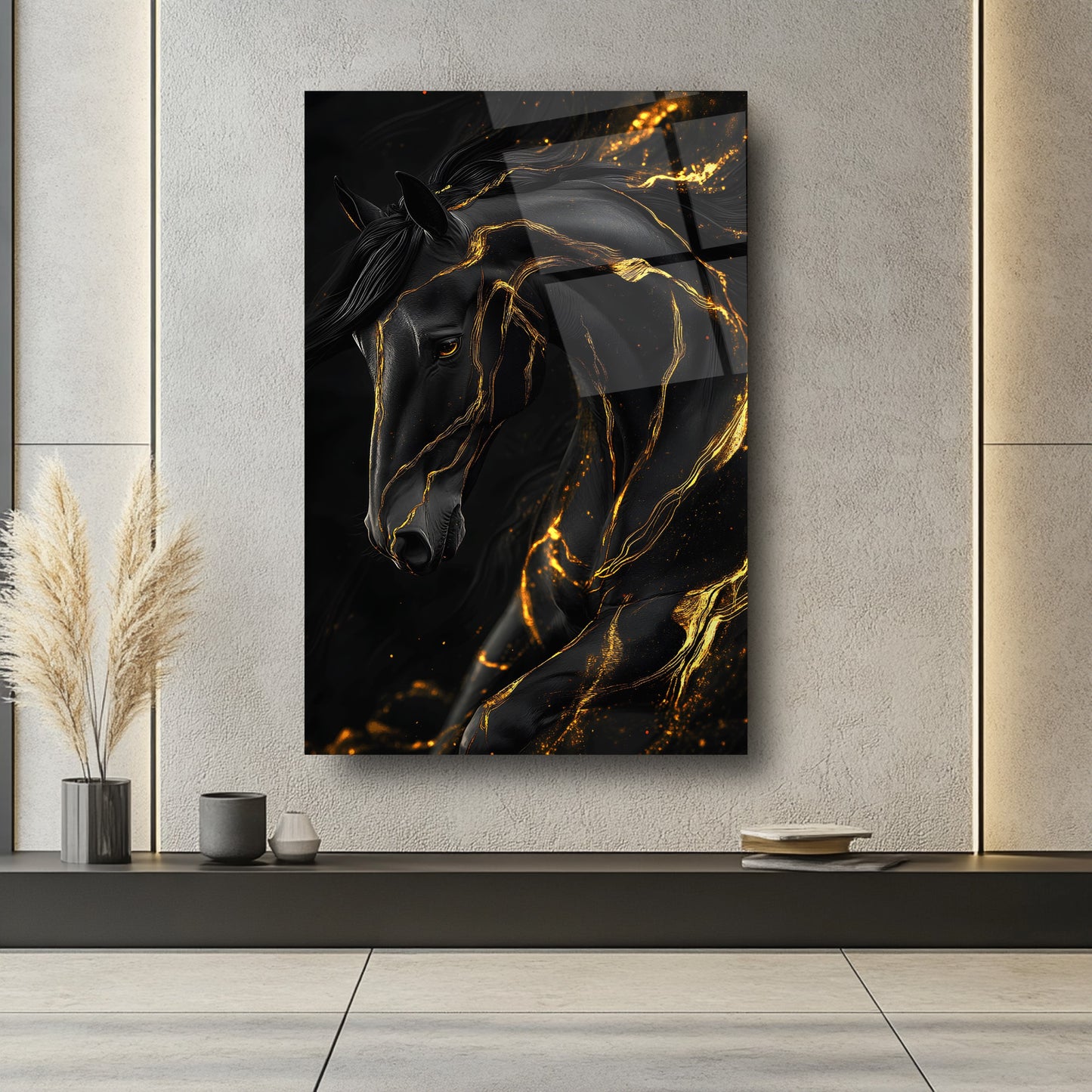 Siyah Gold At Cam Tablo
