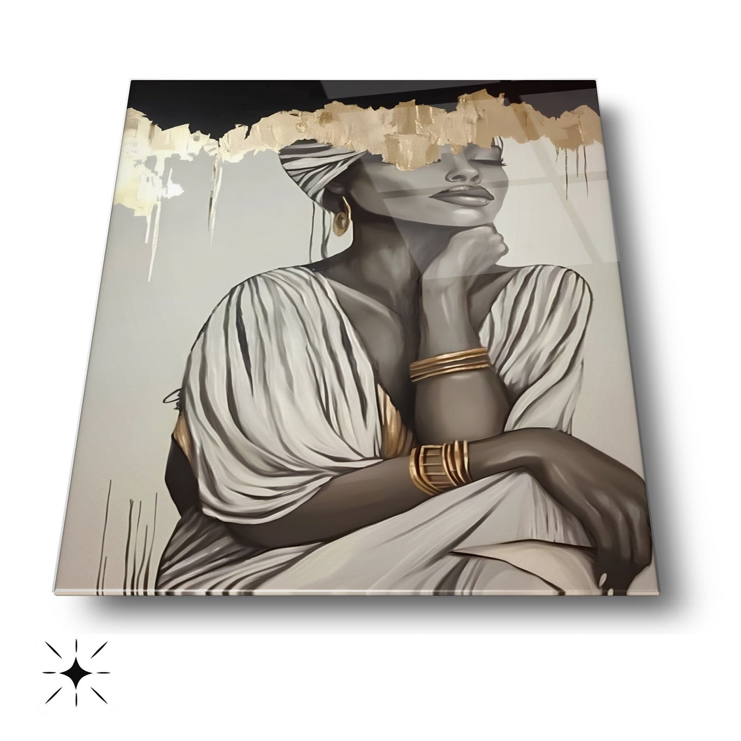 Gold Detay Kadın Model Cam Tablo