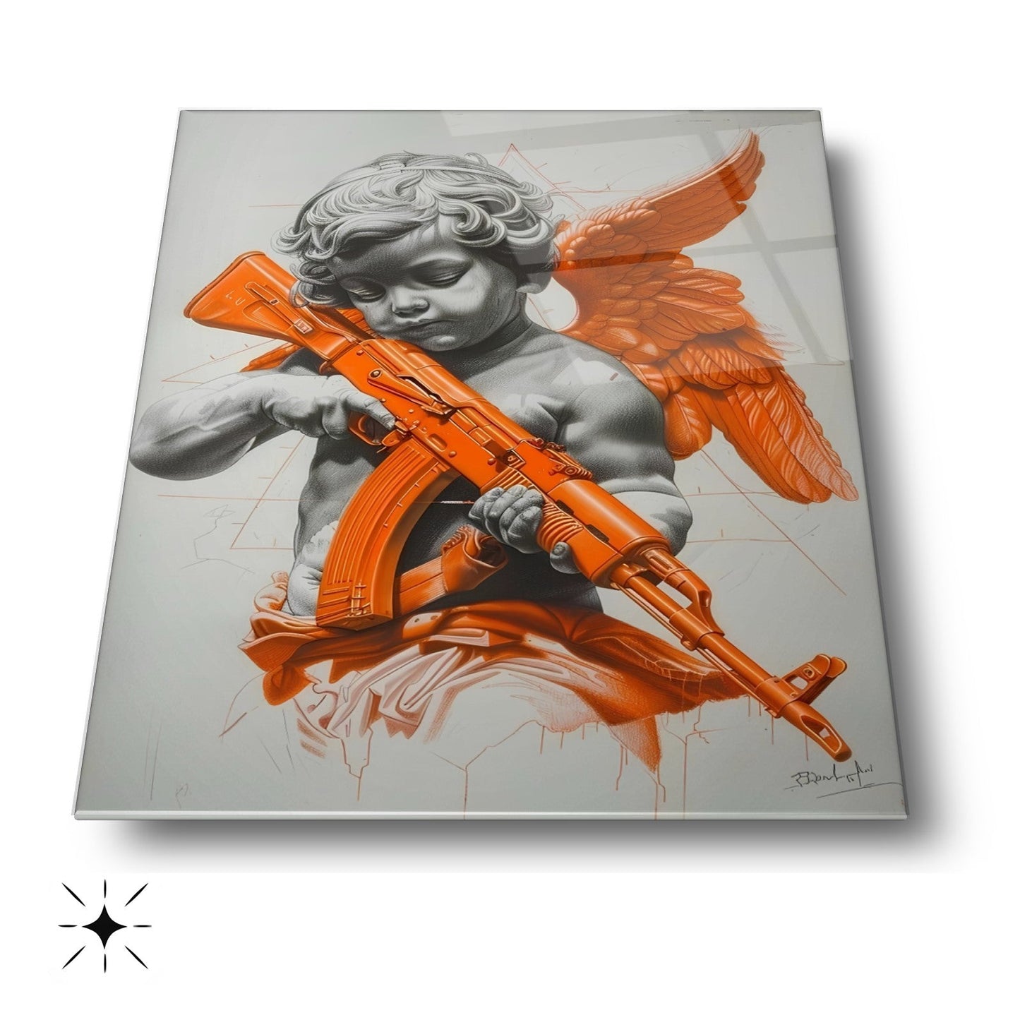 Kanatlı Melek Cam Tablo