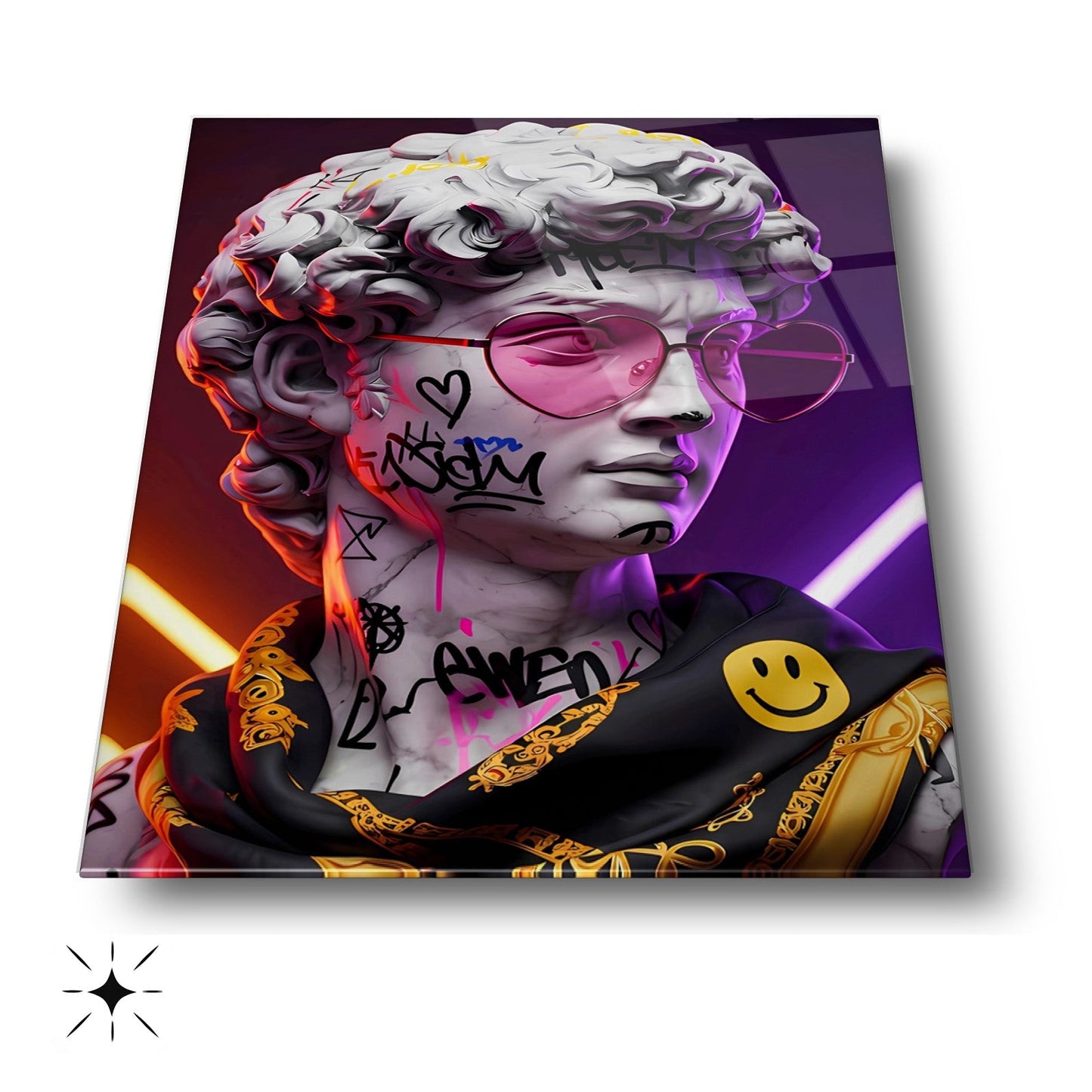 Neon Renkli Heykel Cam Tablo