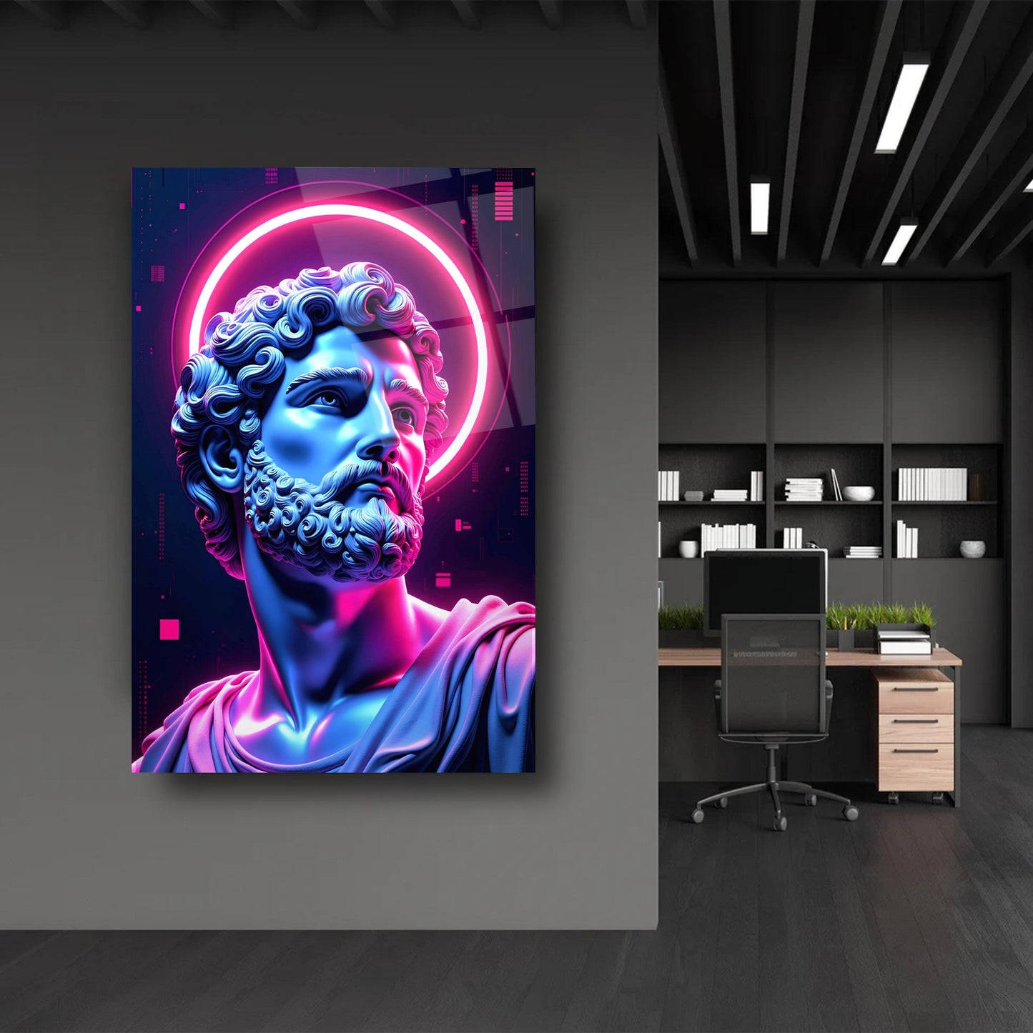 Neon Renkli Heykel Cam Tablo