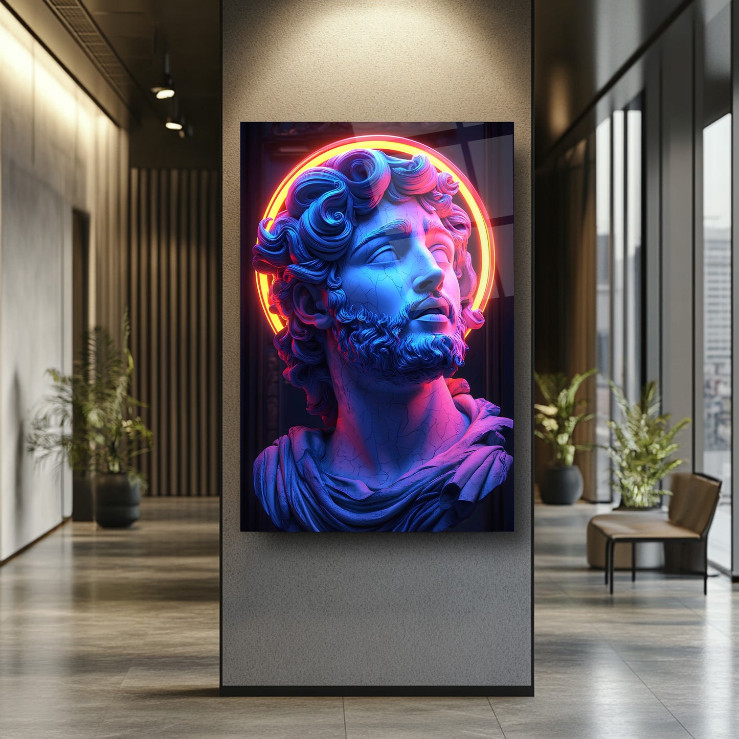 Neon Renkli Heykel Cam Tablo