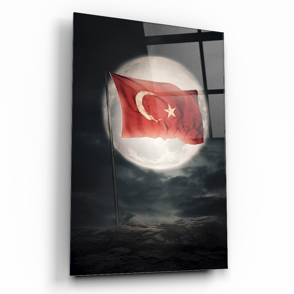 Ay ve Bayrak Cam Tablo