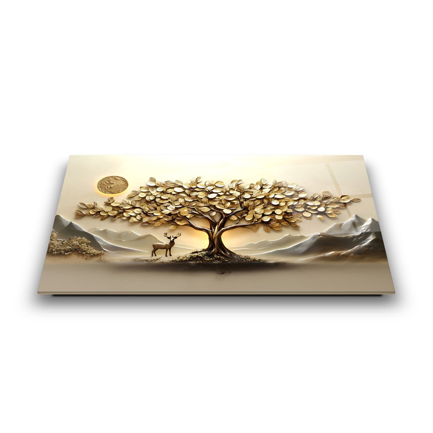 Gold Hayat Ağacı Cam Tablo