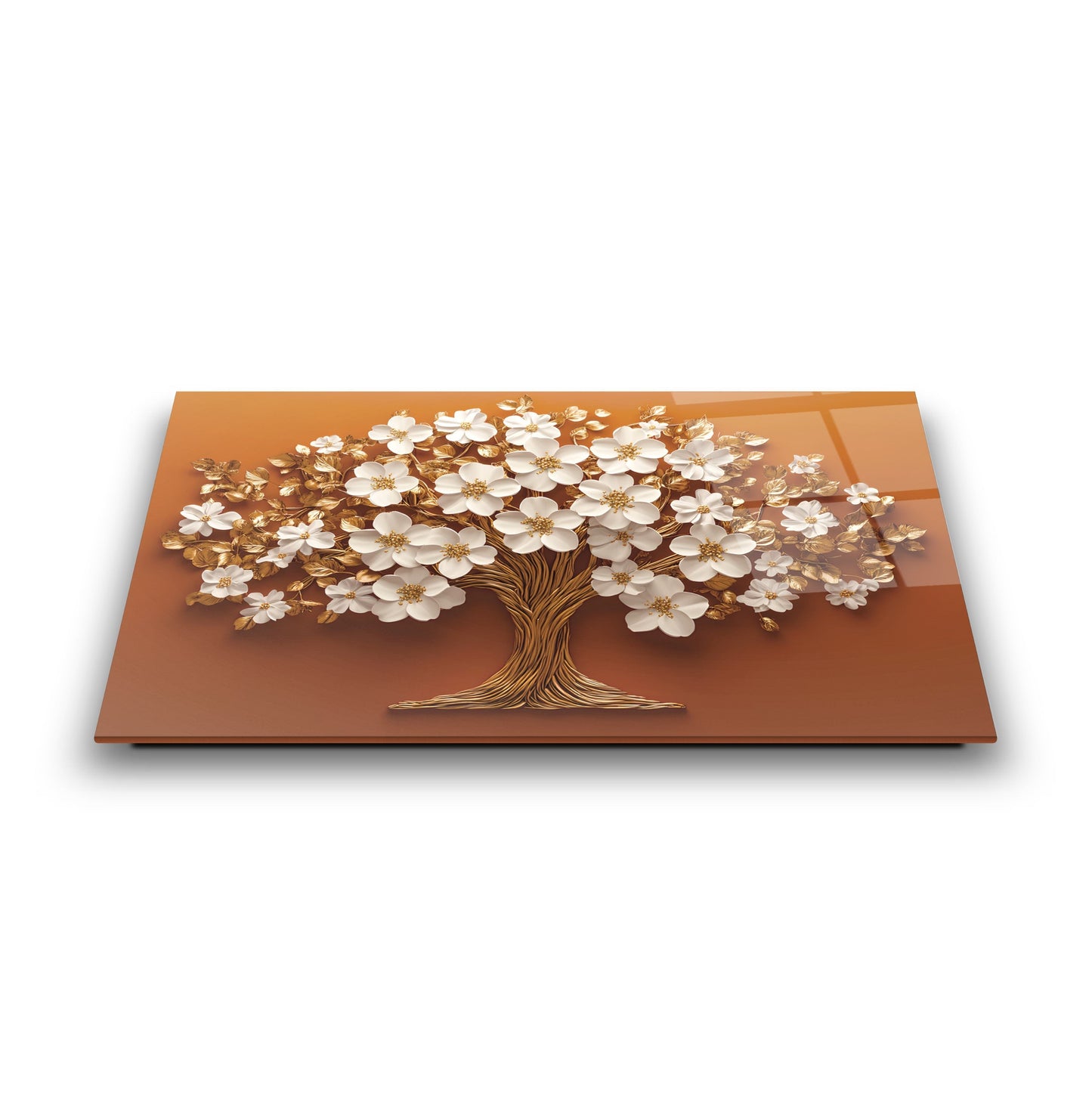 Çiçekli Hayat Ağacı Cam Tablo