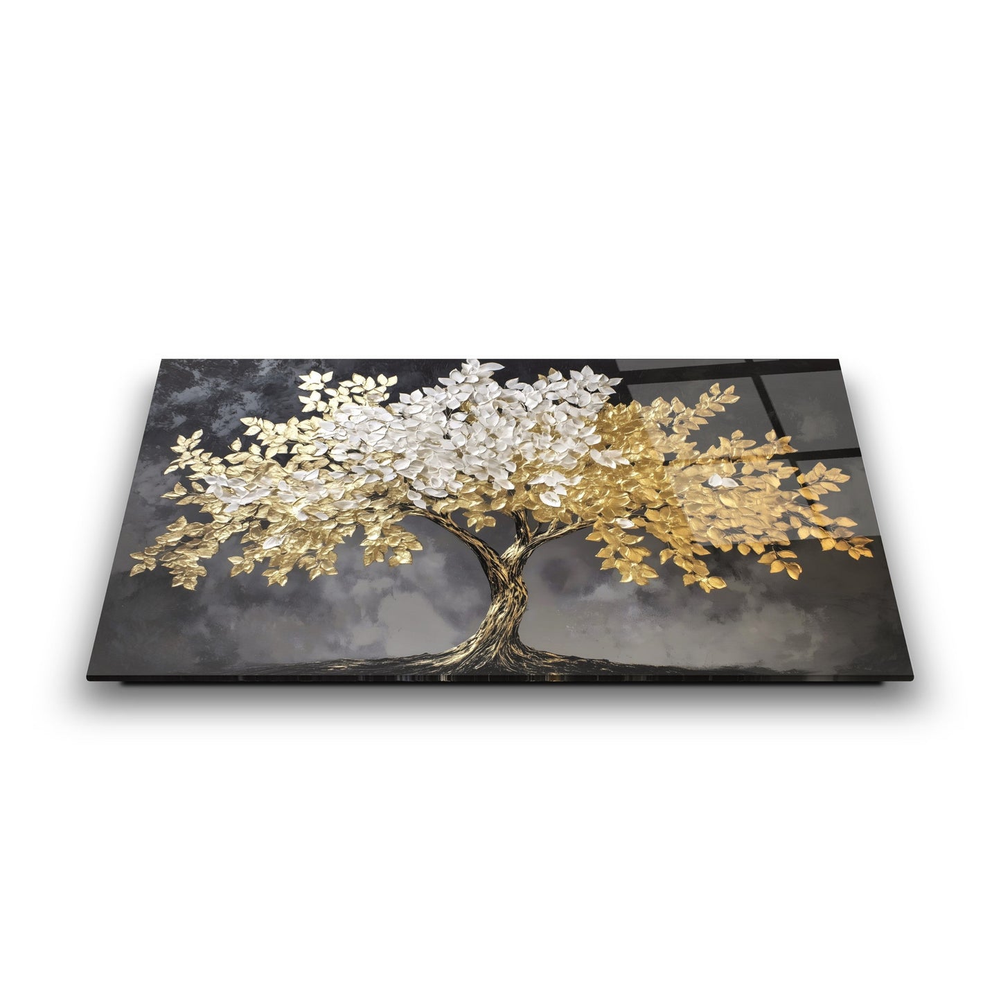 Gold Detaylı Hayat Ağacı Cam Tablo