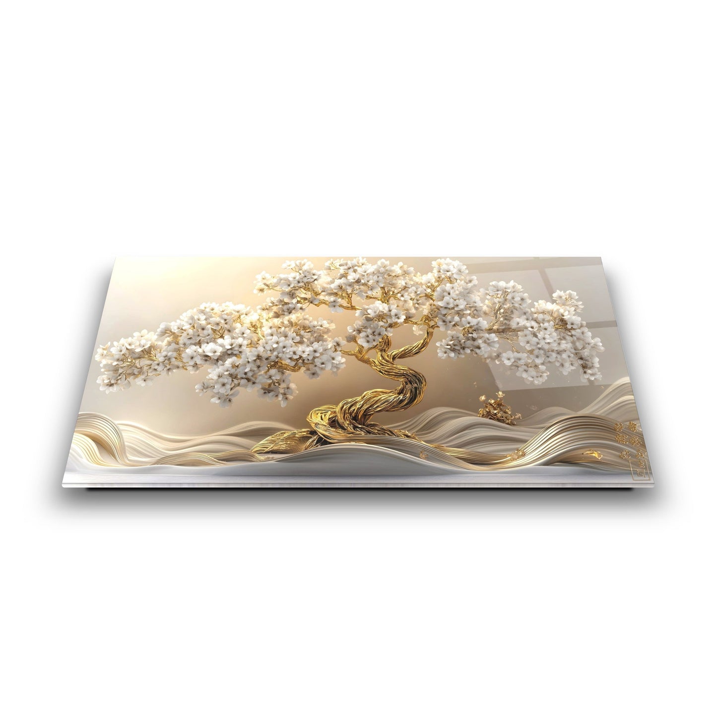 Gold Hayat Ağacı Cam Tablo