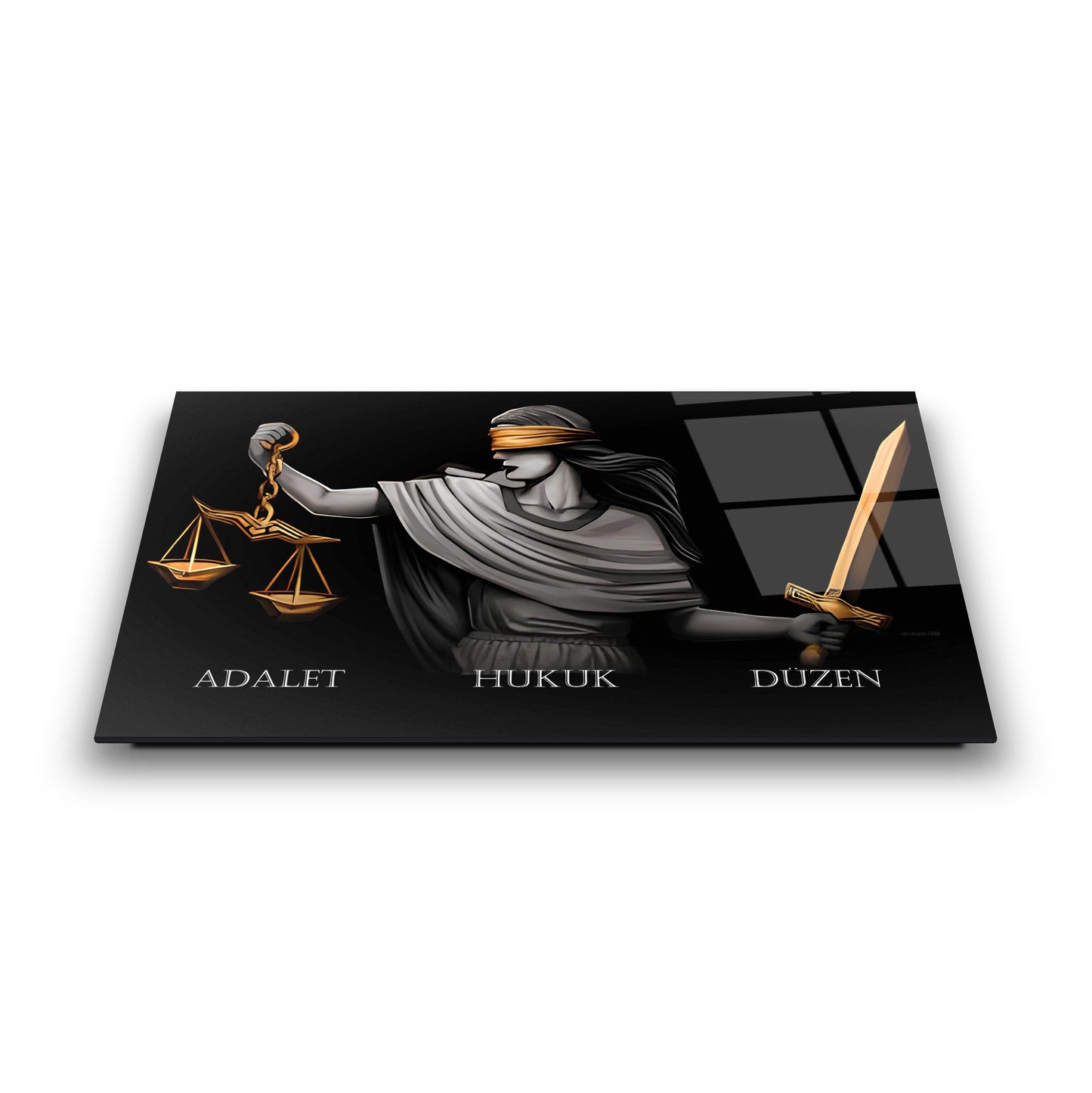 Themis Adalet Heykeli Cam Tablo