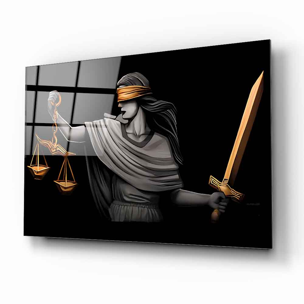 Themis Adalet Kadını Heykeli Cam Tablo