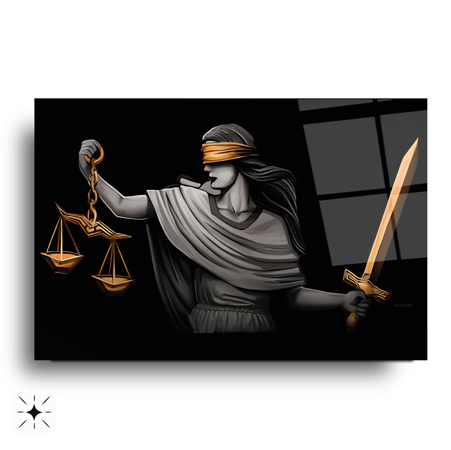 Themis Adalet Kadını Heykeli Cam Tablo