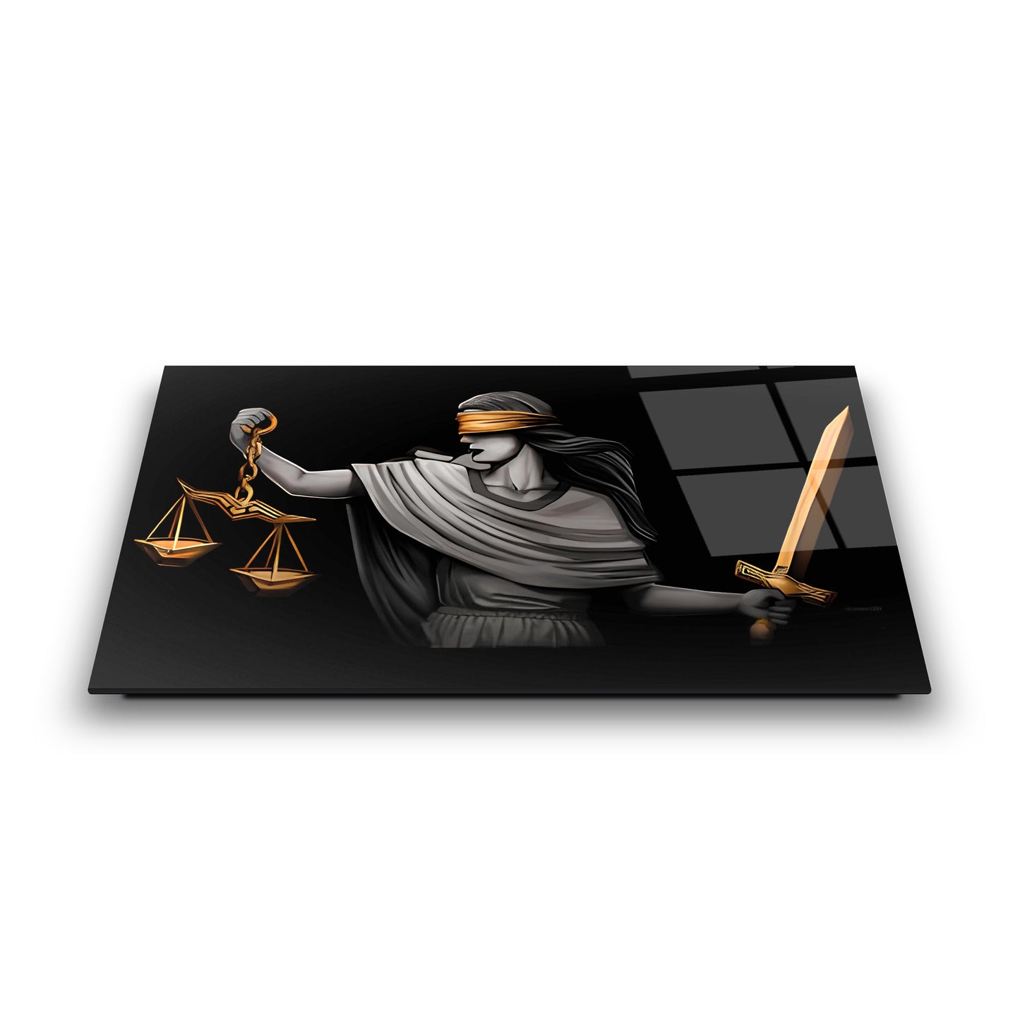 Themis Adalet Kadını Heykeli Cam Tablo