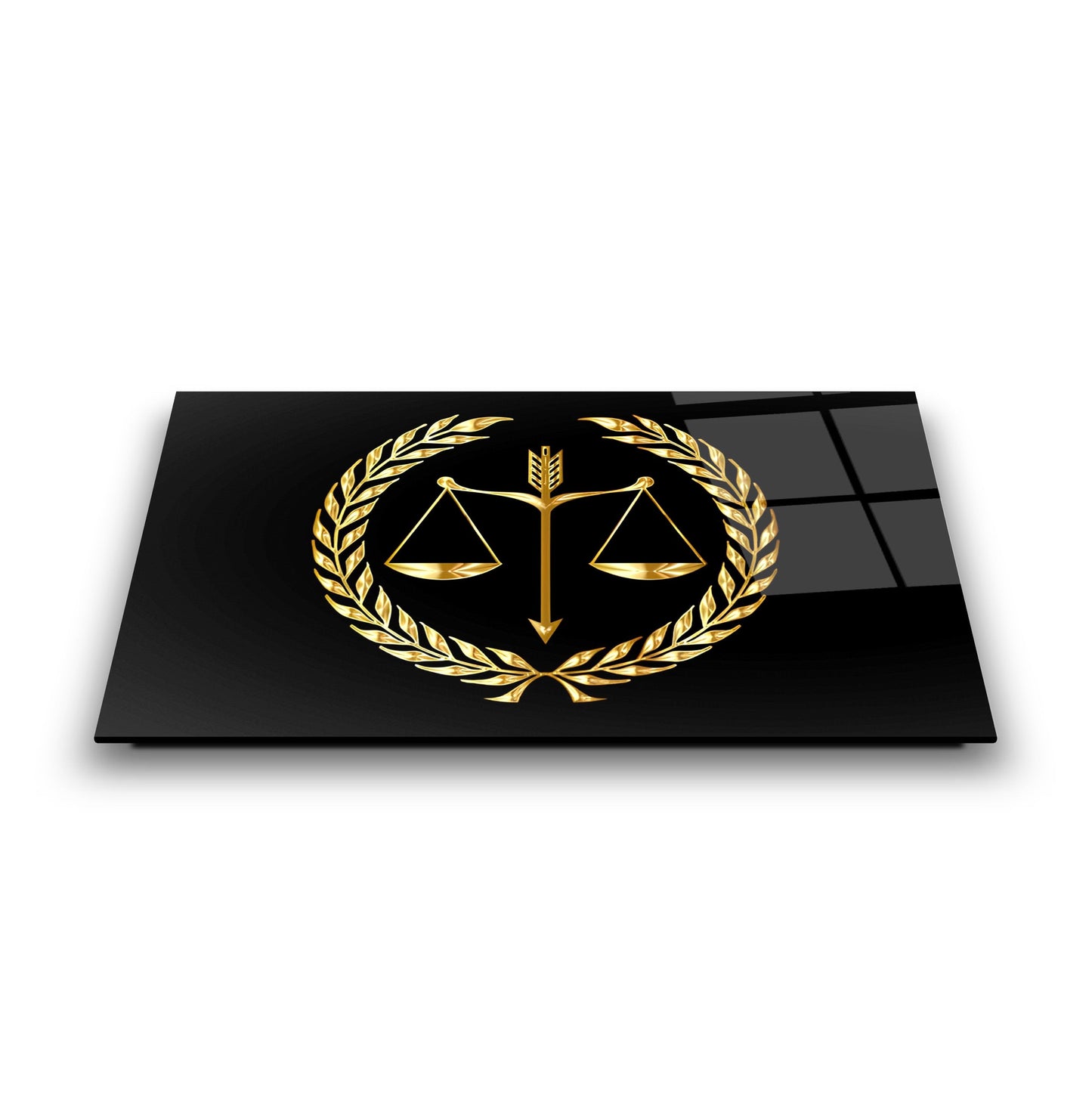 Gold Adalet Terazisi Cam Tablo