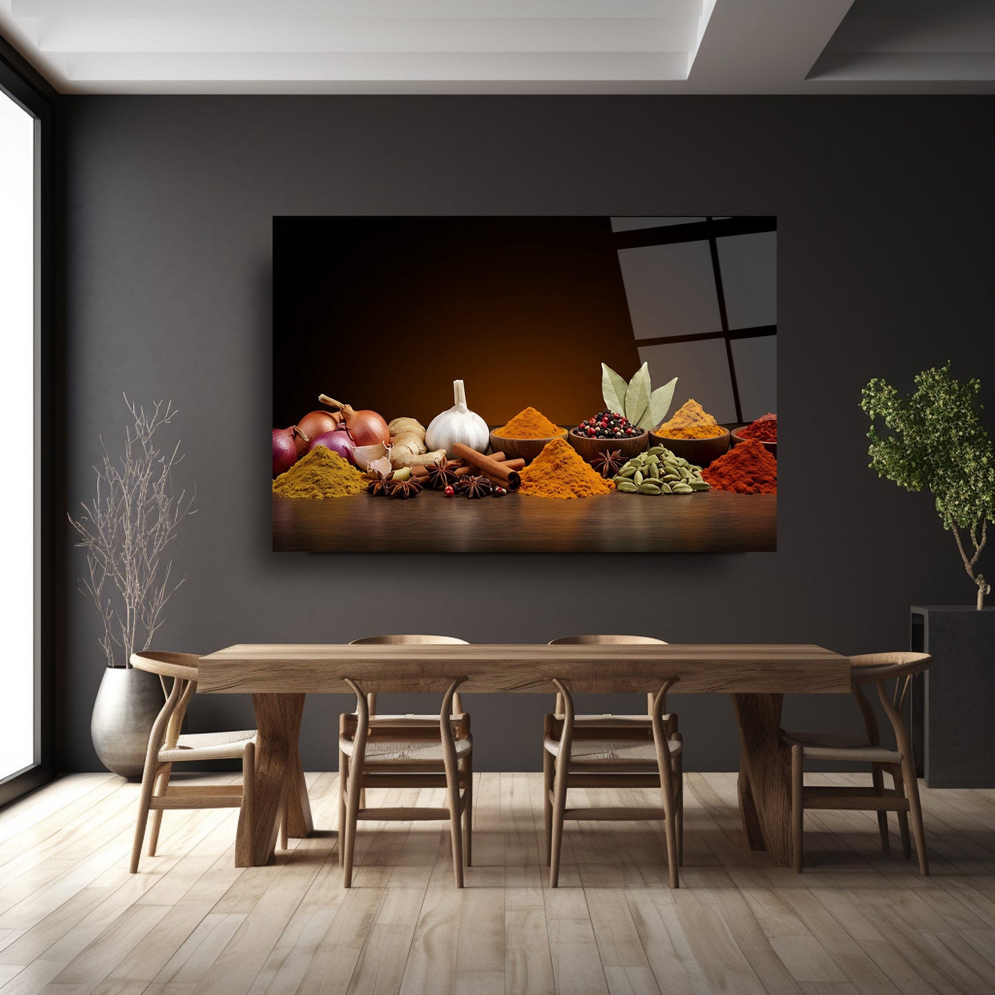 Renkli Baharatlar Cam Tablo