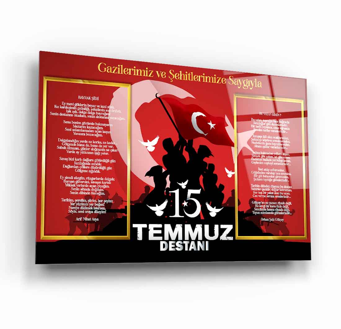 15 Temmuz Köşesi Cam Tablo