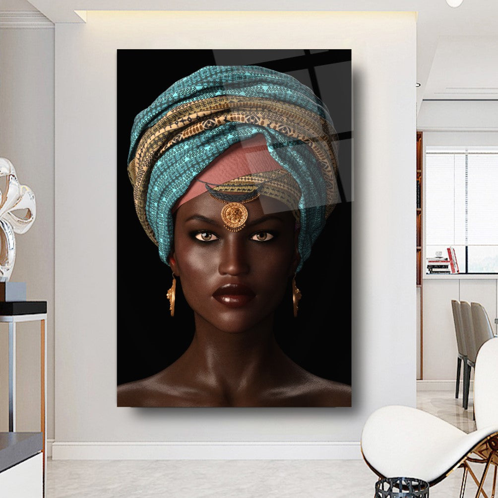 Afrika’lı Kadın Cam Tablo