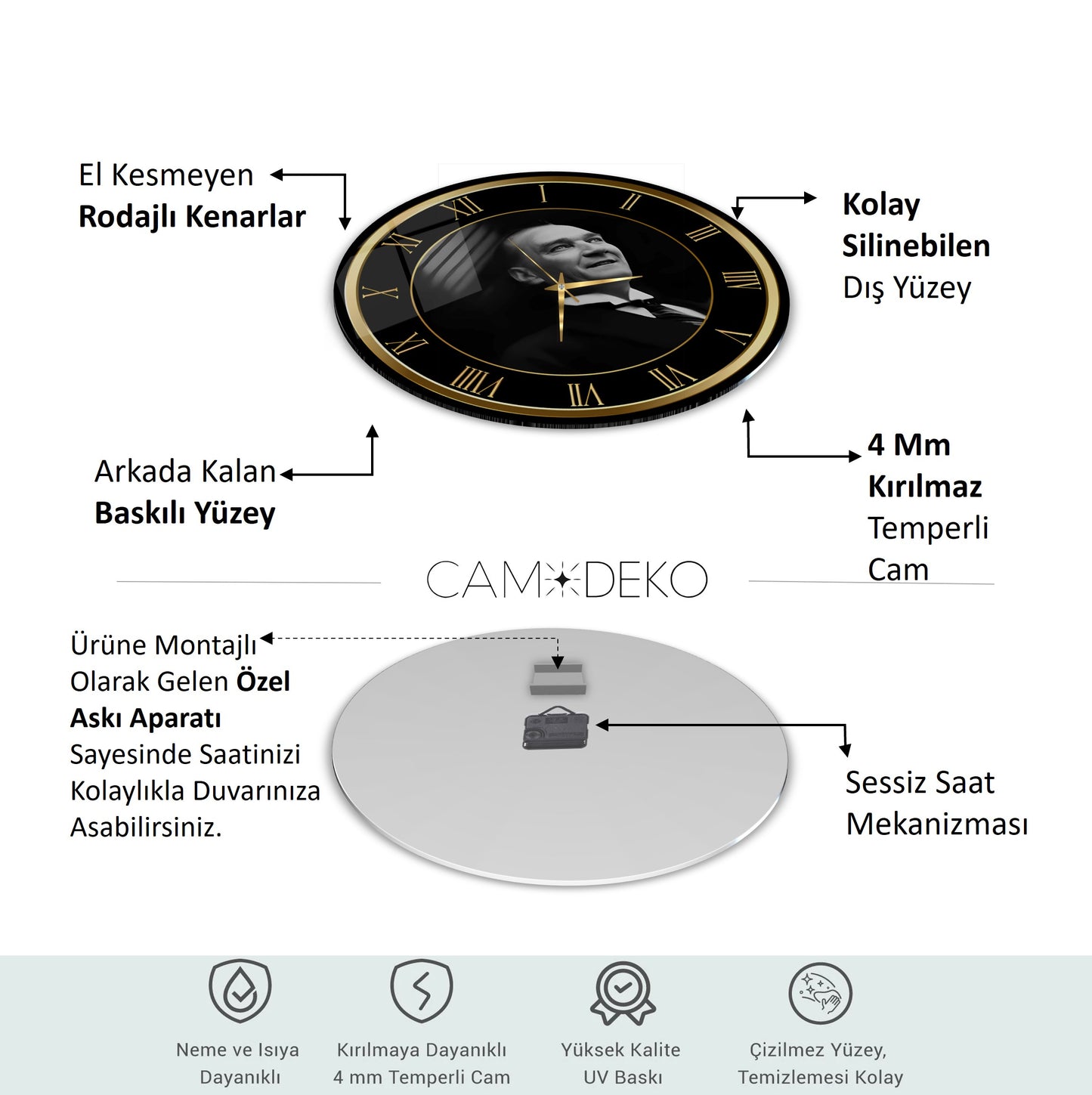 Atatürk Cam Duvar Saati