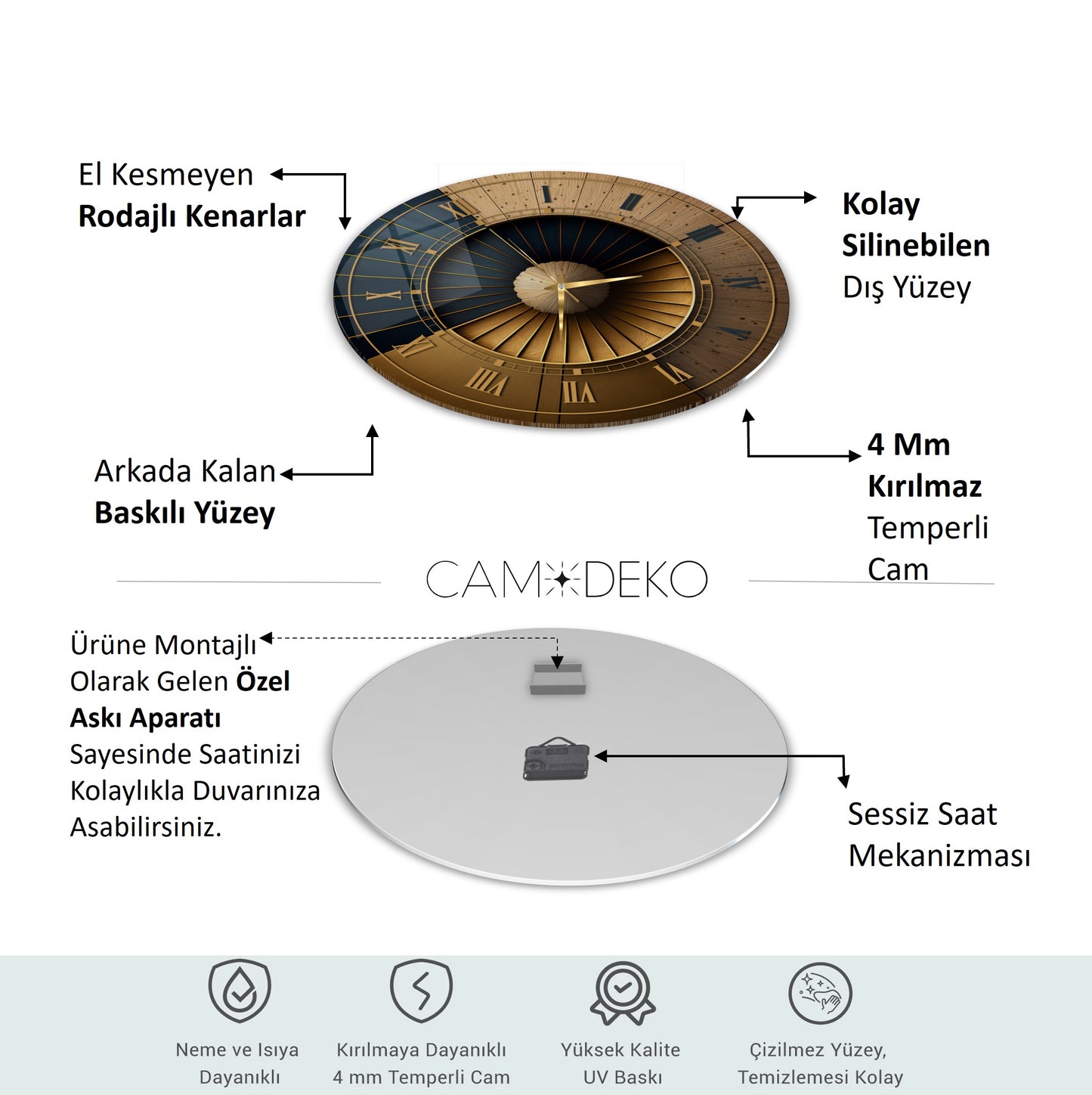 Soyut Gold Cam Saat