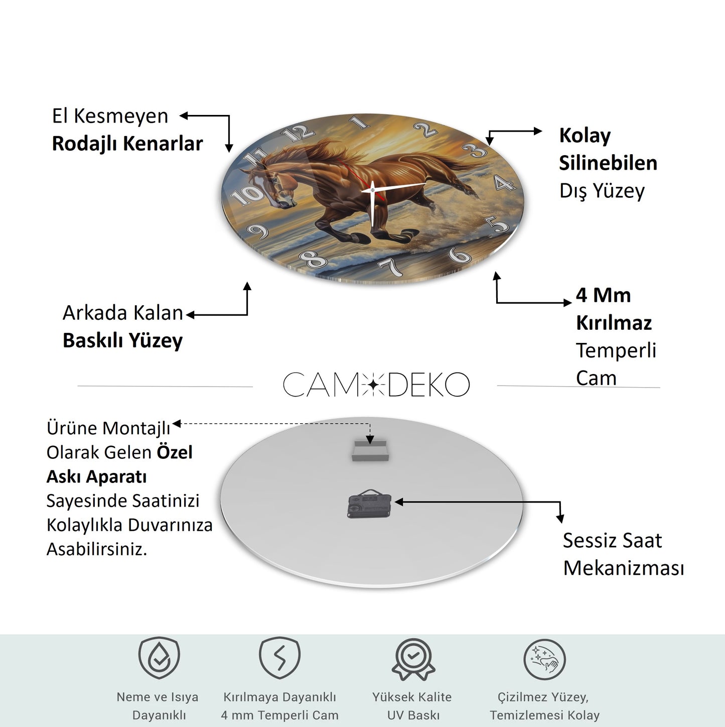 Kahverengi At Cam Tablo Saat