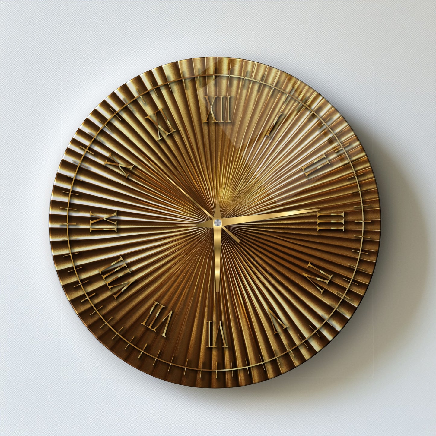 Metalik Soyut Gold Cam Saat