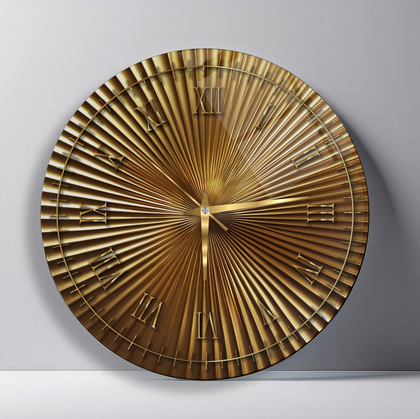 Metalik Soyut Gold Cam Saat
