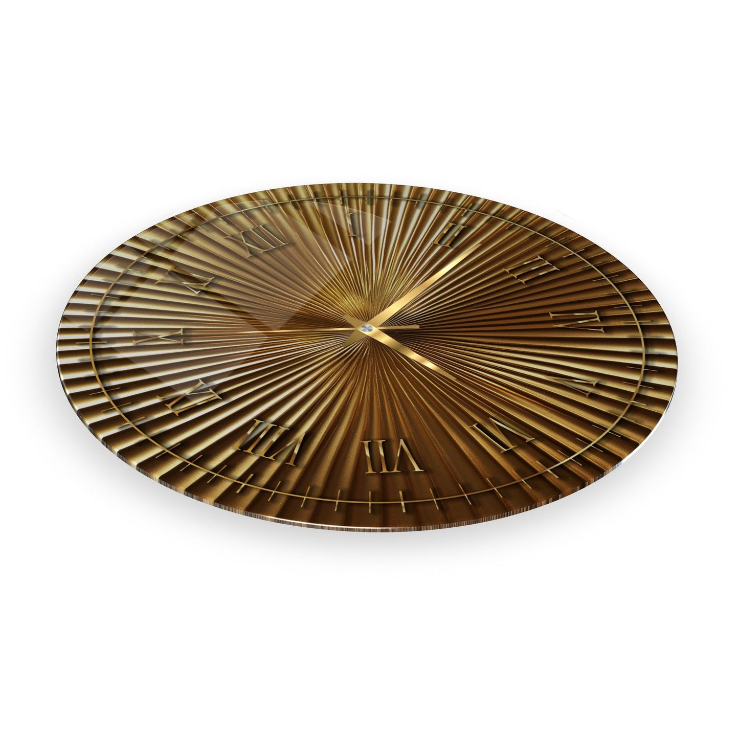 Metalik Soyut Gold Cam Saat