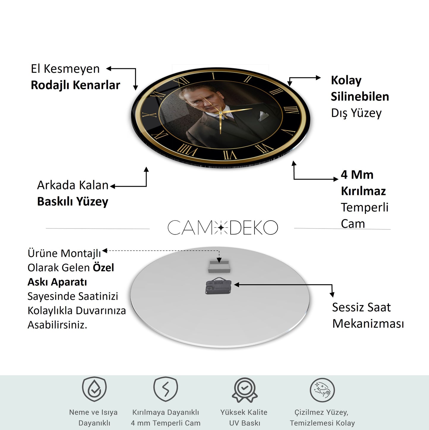 Atatürk Cam Duvar Saati