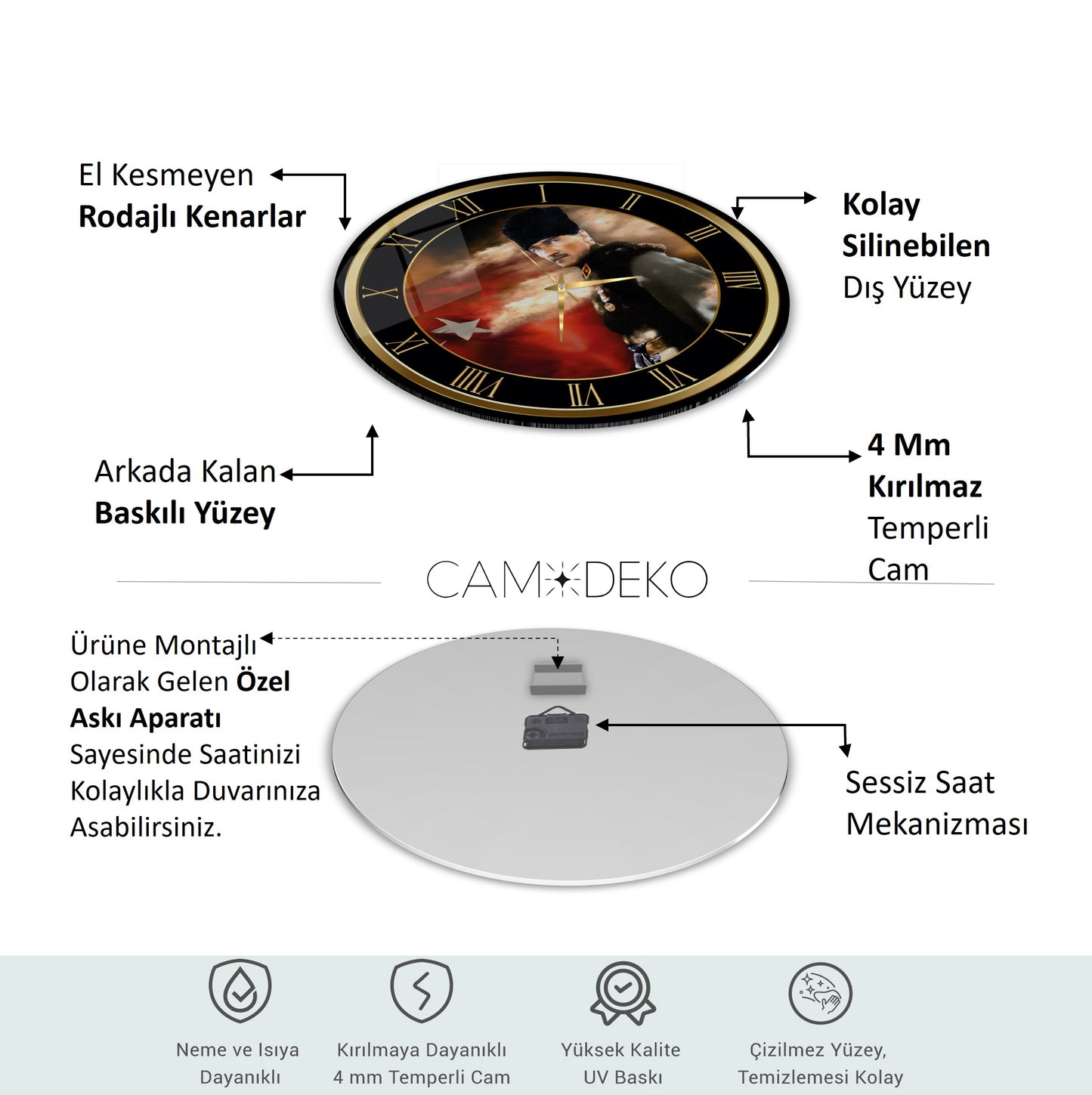 Atatürk Cam Duvar Saati