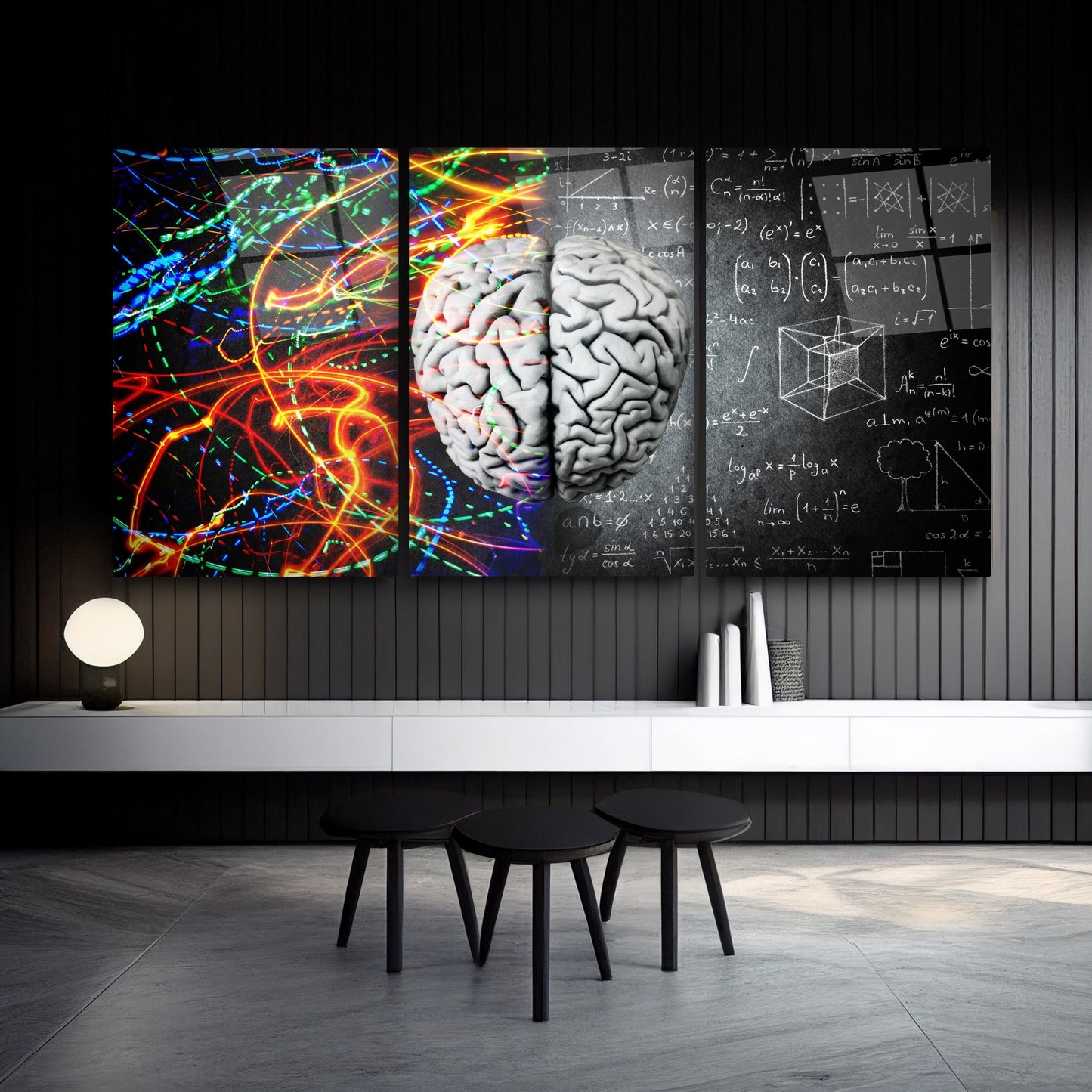 Sağ Sol Beyin Üçlü Set Cam Tablo