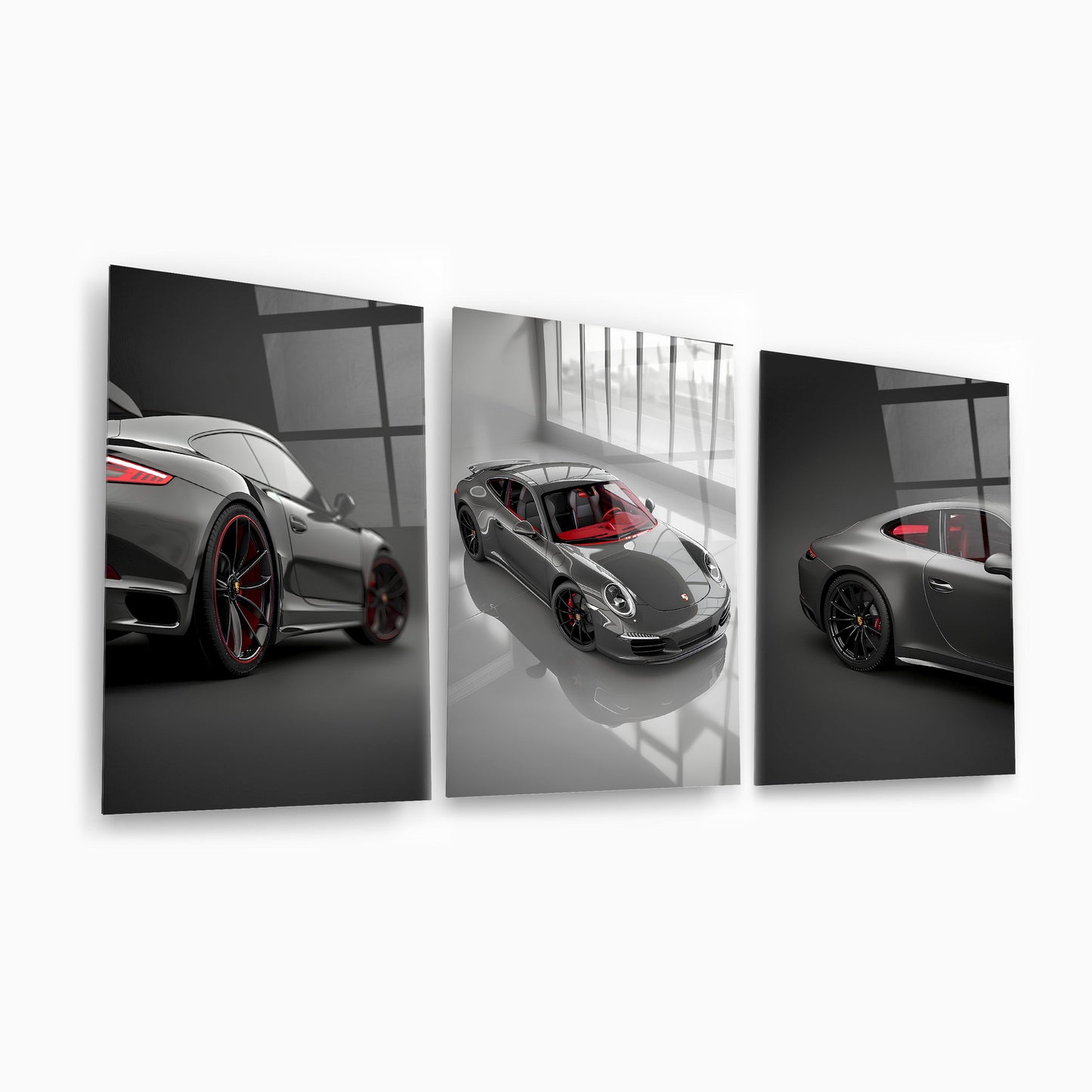 Beyaz Çiçekler Üçlü Set Cam Tablo