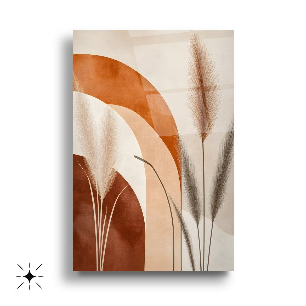 Minimal Boho Desenler Üçlü Set Cam Tablo