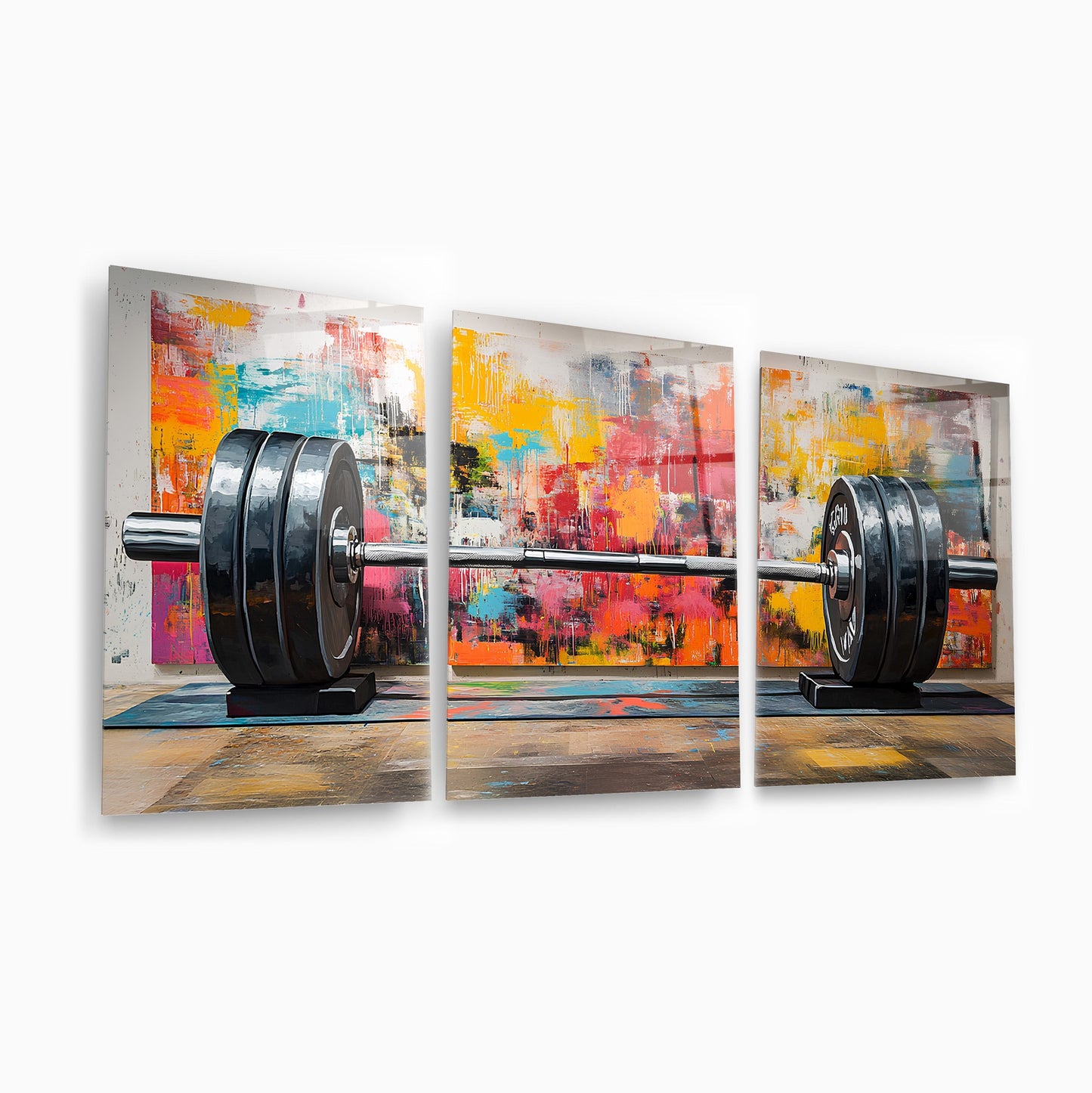 GYM Spor Salonu Halter Üçlü Set Cam Tablo