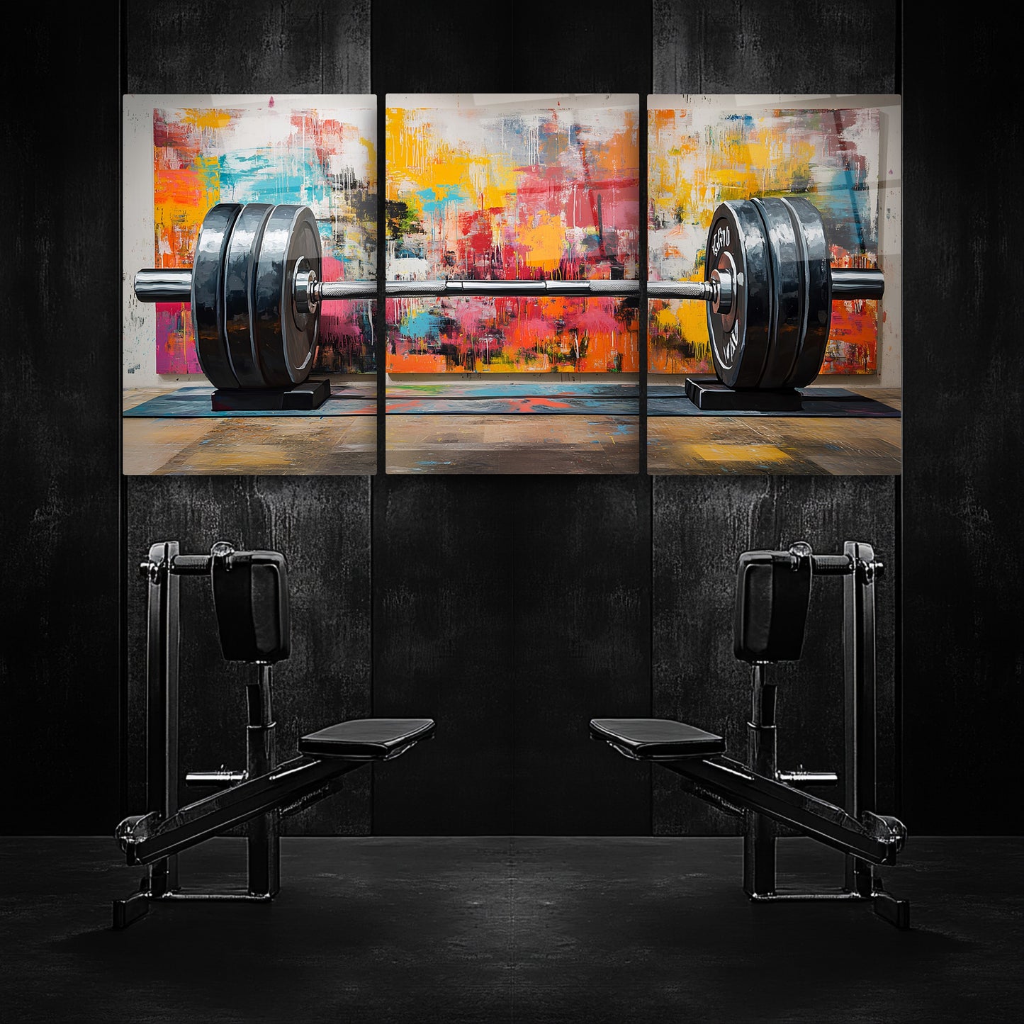 GYM Spor Salonu Halter Üçlü Set Cam Tablo