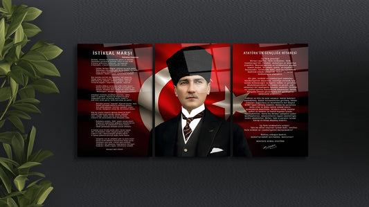 Okullar, Kolejler ve Resmi Kurumlar İçin Modern Atatürk Köşesi Cam Tablo Modelleri