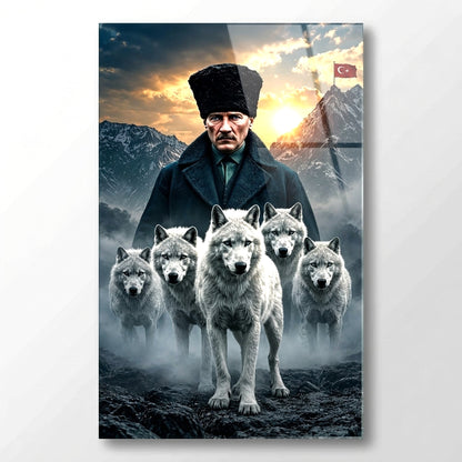Atatürk ve Kurtlar Meclisi Dikey Cam Tablo