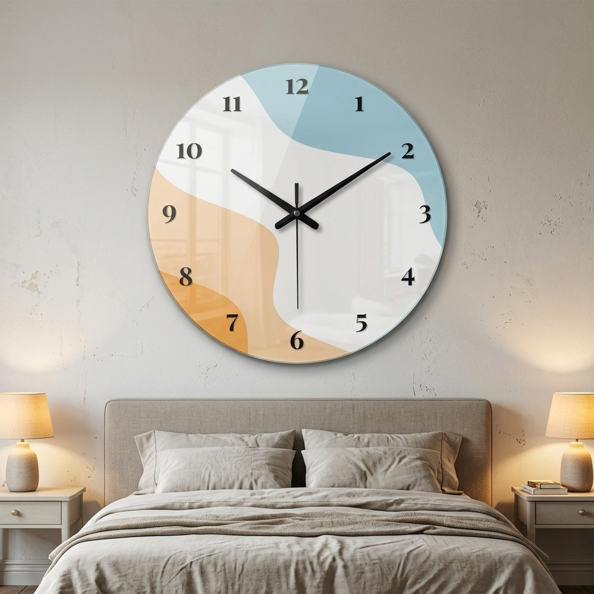 Modern Soyut Pastel Cam Saat