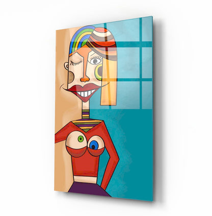 Karikatür Dikey Cam Tablo