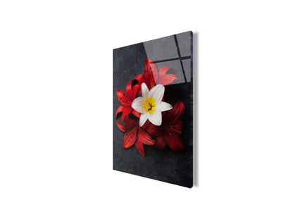 Çiçek Dikey Cam Tablo
