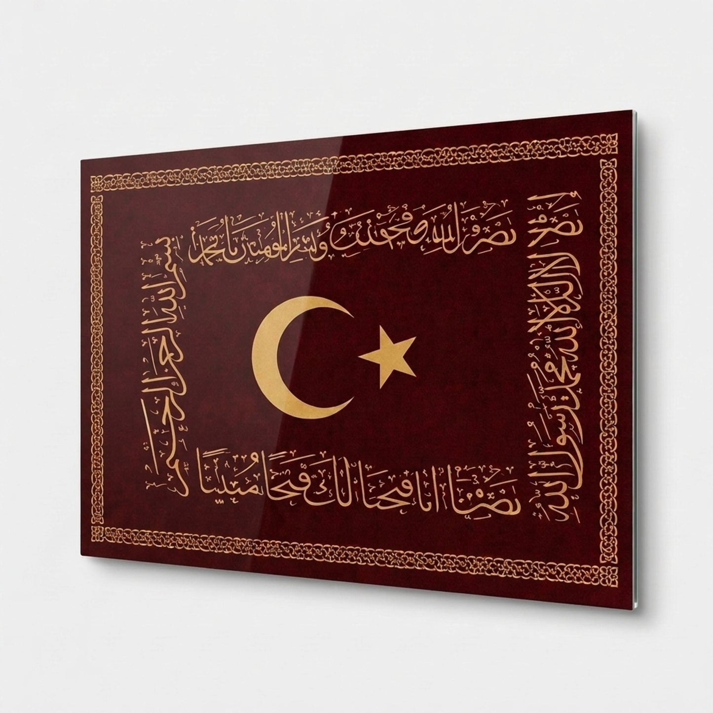 Osmanlı Sancağı Ay Yıldız Yatay Cam Tablo