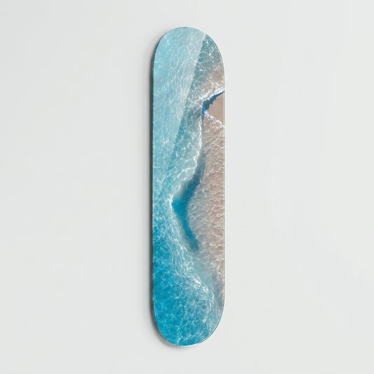 Turkuaz Deniz ve Kumsal Skate Board Cam Tablo