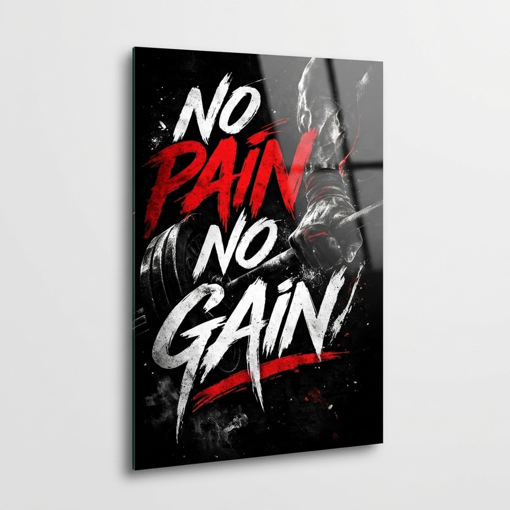 No Pain No Gain Motivasyonel Fitness Dikey Cam Tablo