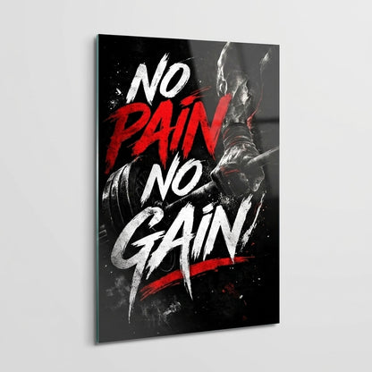 No Pain No Gain Motivasyonel Fitness Dikey Cam Tablo