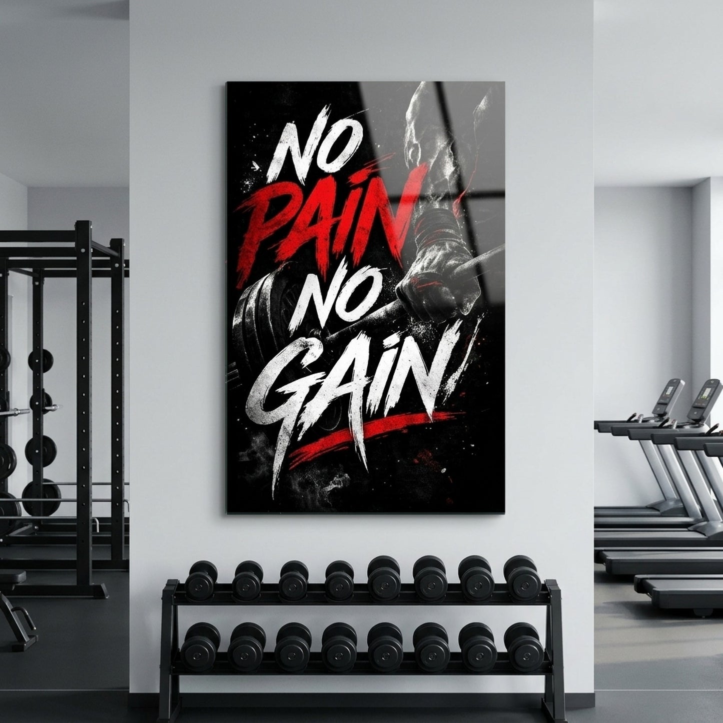 No Pain No Gain Motivasyonel Fitness Dikey Cam Tablo