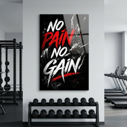 No Pain No Gain Motivasyonel Fitness Dikey Cam Tablo