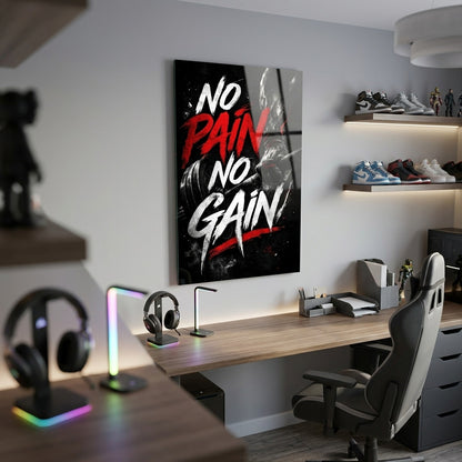 No Pain No Gain Motivasyonel Fitness Dikey Cam Tablo