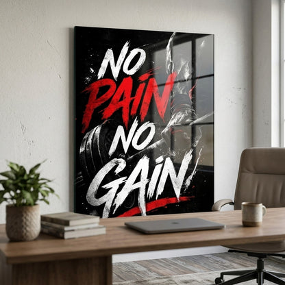No Pain No Gain Motivasyonel Fitness Dikey Cam Tablo