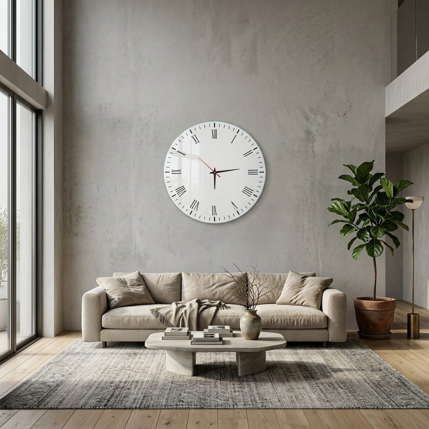 Romen Rakamlı Saat Kadranı Minimal Cam Saat
