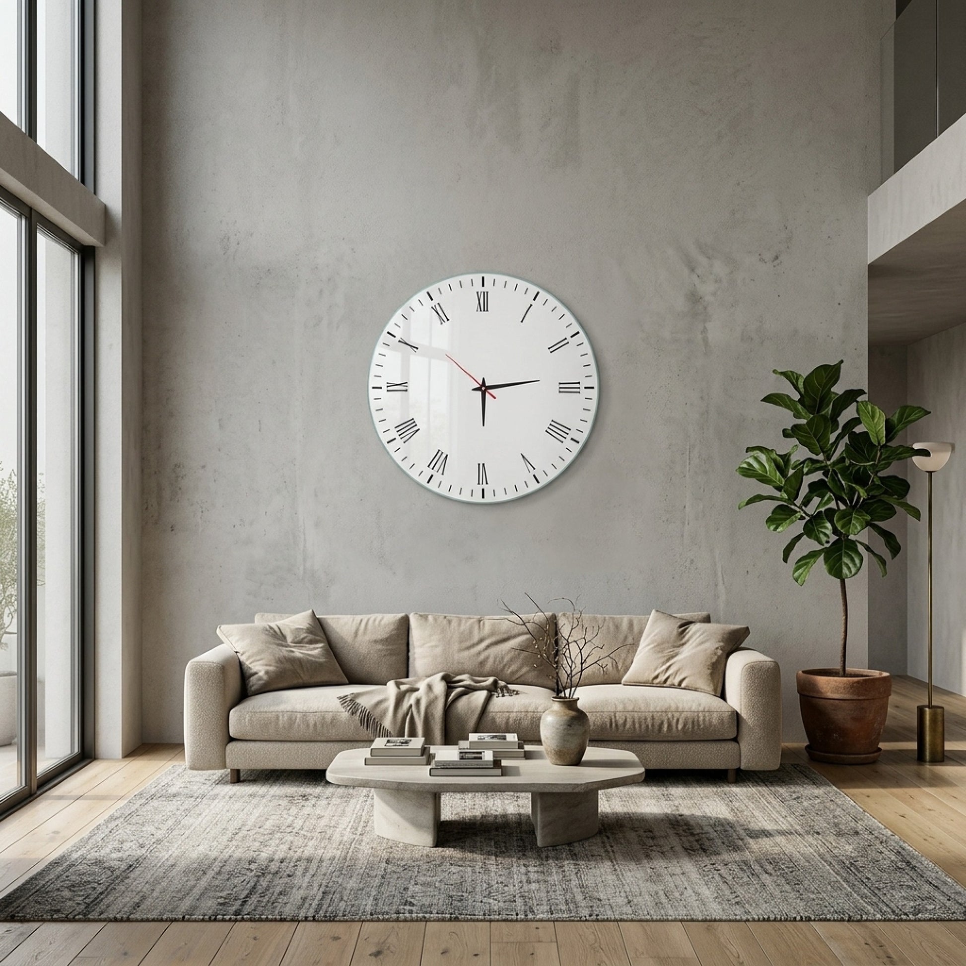 Romen Rakamlı Saat Kadranı Minimal Cam Saat