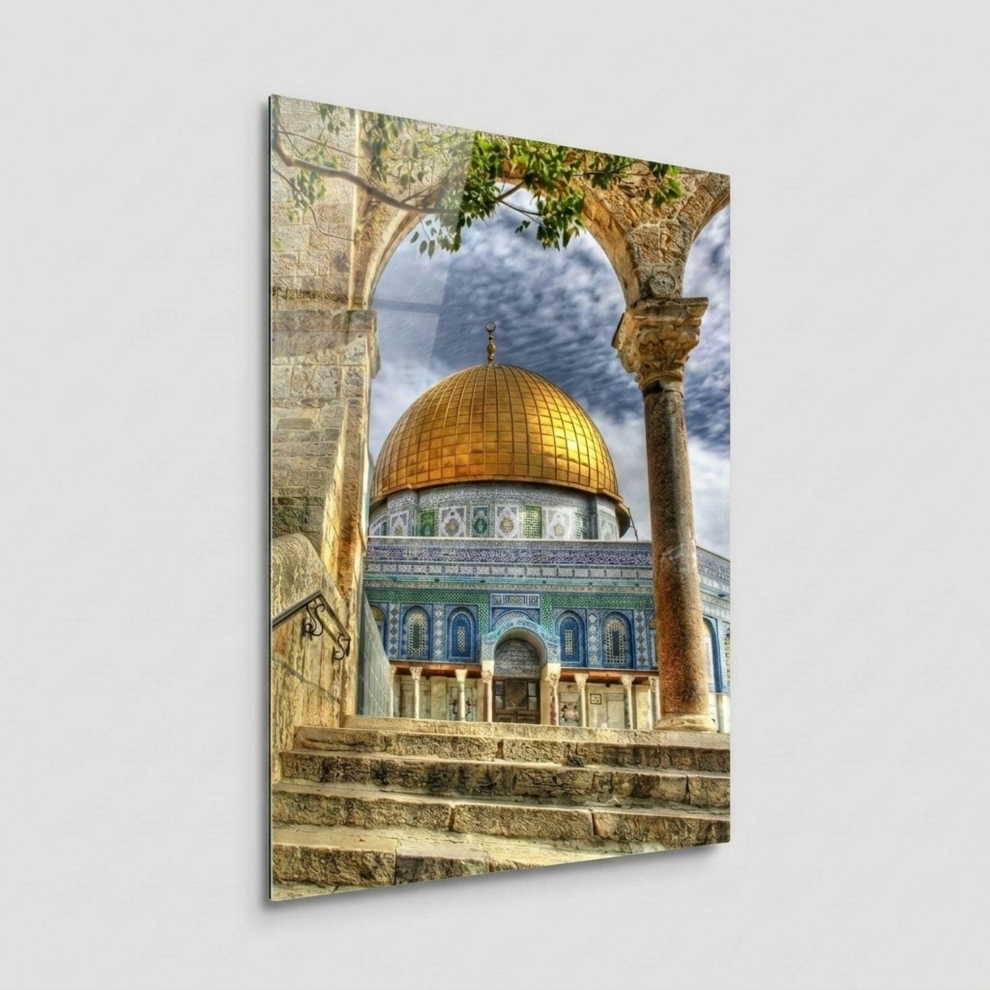 Kudüs Kubbetüs Sahra Manzarası Dikey Cam Tablo