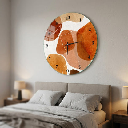 Soyut Toprak Tonları Boho Cam Saat