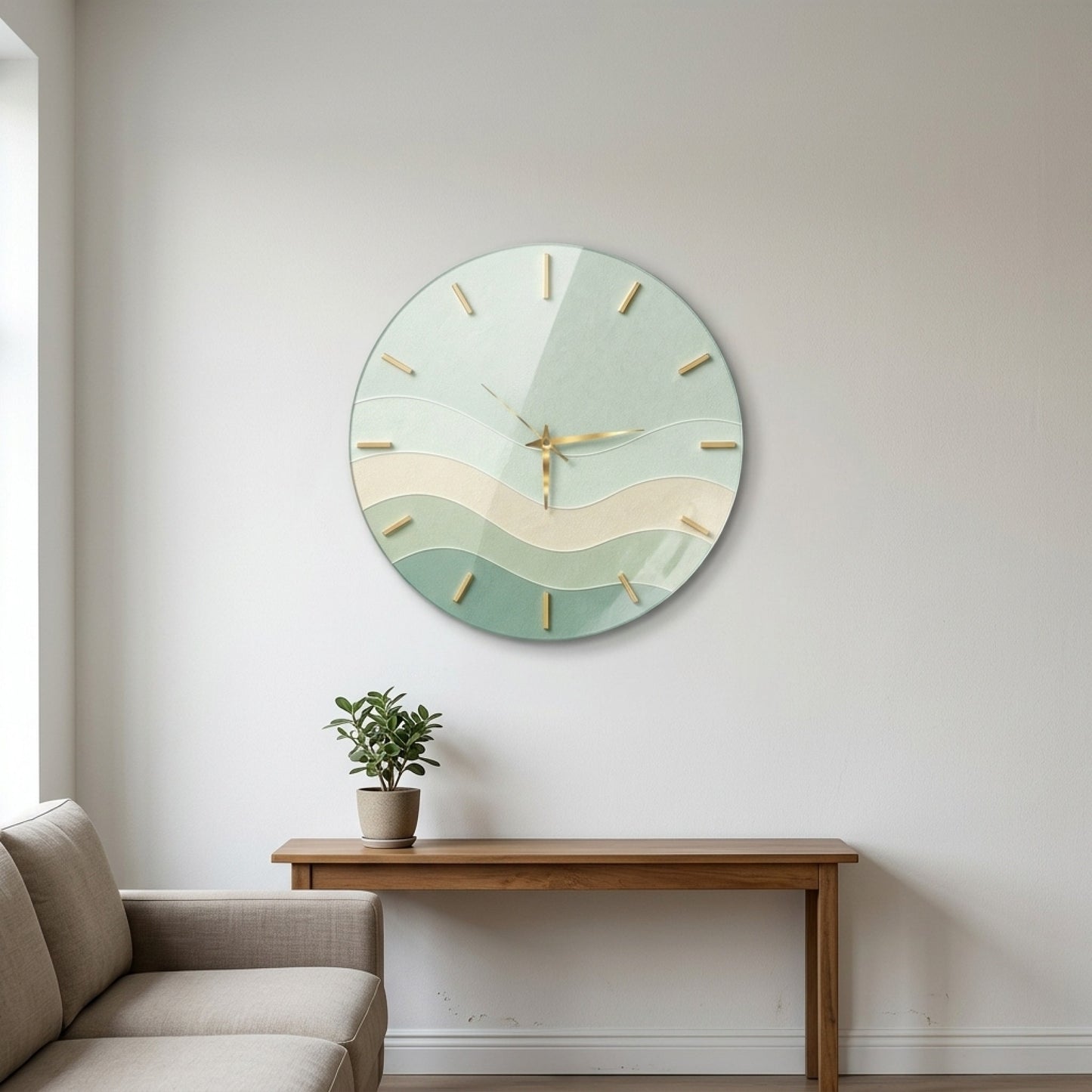 Modern Minimalist Altın Detaylı Saat Cam Saat